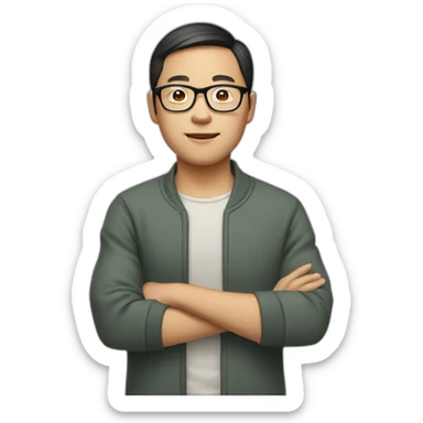 chinese man with glasses christmas sticker