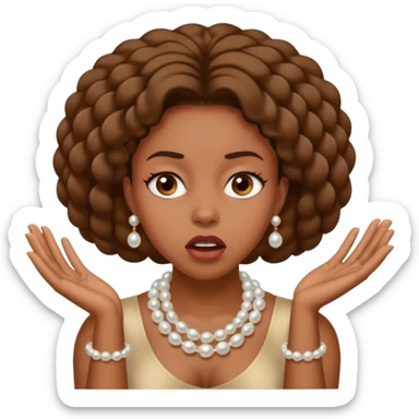 Black woman clutching pearls on neck with hands and looking shocked  sticker