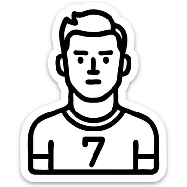 Cristiano Ronaldo icon featuring iconic number 7 jersey simplified facial features bold outline flat color sticker