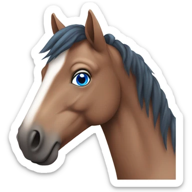 brown horse with blue eyes and pink nose sticker