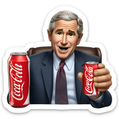 George W Bush drinking a Coca Cola  sticker