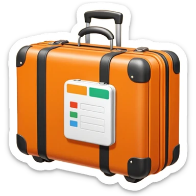 3D minimal icon of a suitcase in color code #FF3D00, clean and modern, symbolizing taking paid time off. Simple, bright, high-end style. sticker