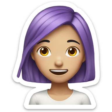 Chinese girl with purple hair cringing sticker