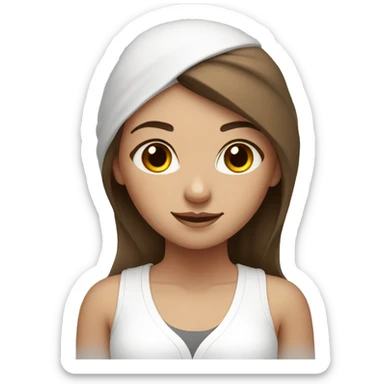 Yoga girl, brown hair, white clothes  sticker