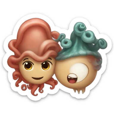 Cute in love kraken couple sticker