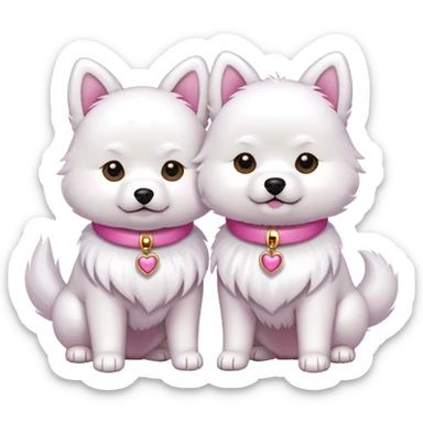Two shichi dogs white girls pink sticker