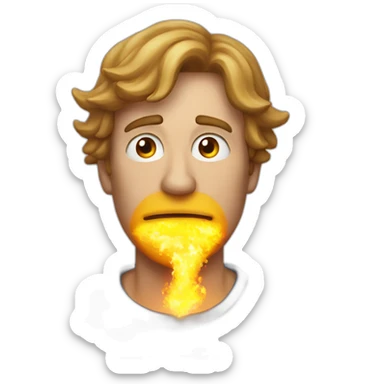 european man breath fire ball sticker