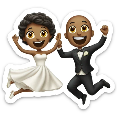 wedding couple jumping in the air sticker