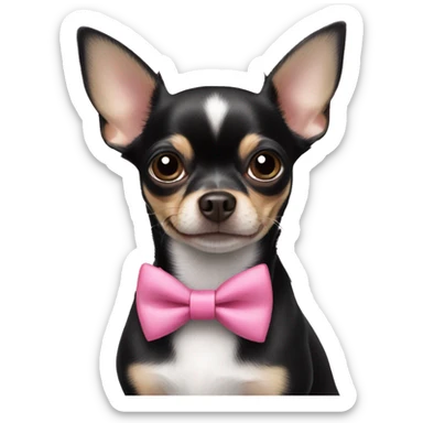 black chihuahua with pink bowtie sticker