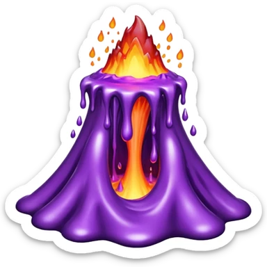 A volcano errupting only with a pure purple liquid. no fire sticker