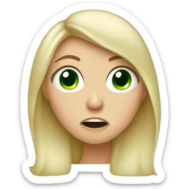 Blond woman with green eyes sneezing  sticker