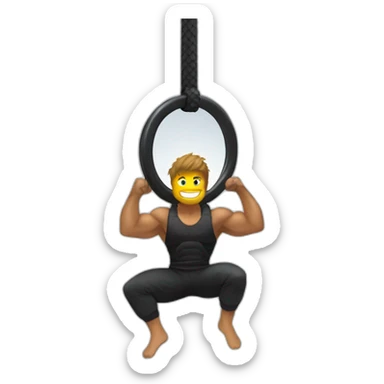 Ninja Warrior athlete, hanging from rings sticker