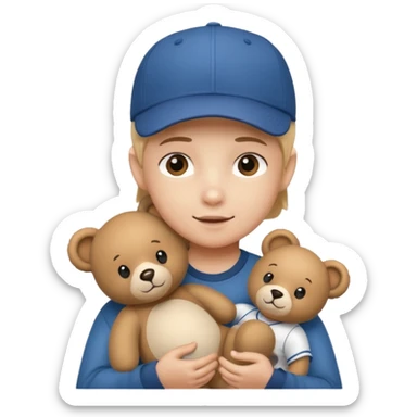 kid wearing hat with teddy bear  sticker