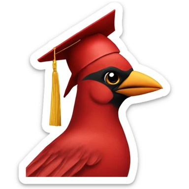 Cardinal with a graduation cap sticker