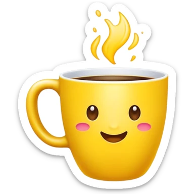 happy yellow coffee cup sticker