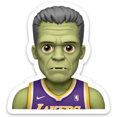 Frankenstein with a lakers uniform sticker