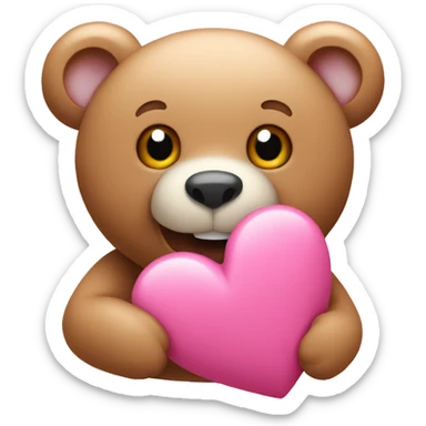 Pink heart with bear  sticker