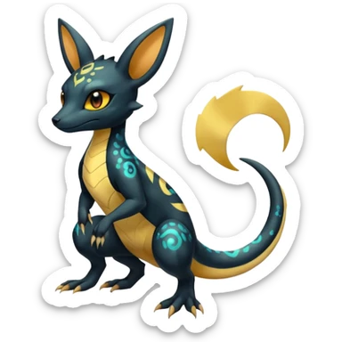 Shiny beautiful gorgeous ethereal Scaley Exotic Salandit-Umbreon-Fakémon-hybrid-creature (full body) sticker