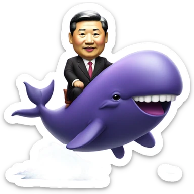xi jinping riding purple whale sticker