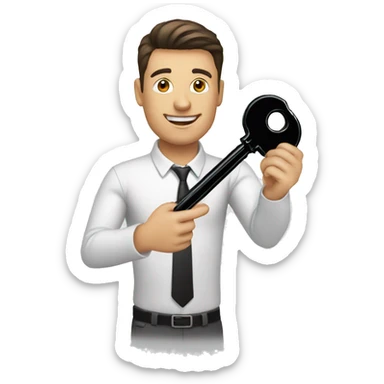 realtor handing a black key sticker