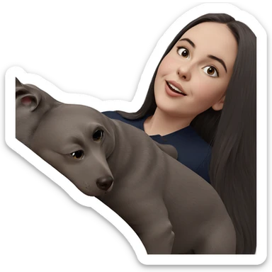 girl with dog in view sticker