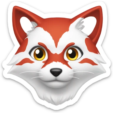 red and white kitsune head, starry-eyed sticker