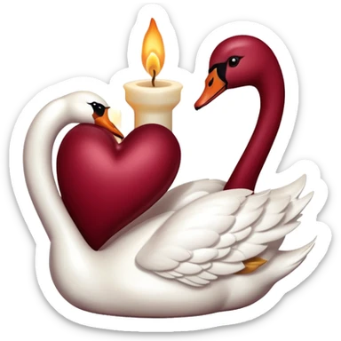 Maroon heart, swan , candle seperately  sticker