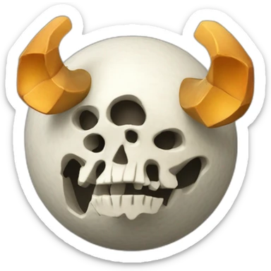 3d sphere with a cartoon Skeleton Horseman skin texture with big playful eyes sticker