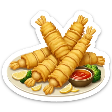crispy tempura seafood and vegetables, golden batter, realistic textures, cinematic lighting sticker