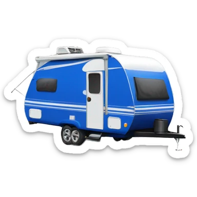 Realistic cobalt blue camping travel trailer isolated.  sticker