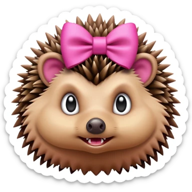 hedgehog with a pink bow make it mad  sticker