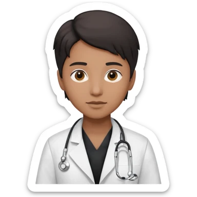 androgynous medium tone skin physician sticker