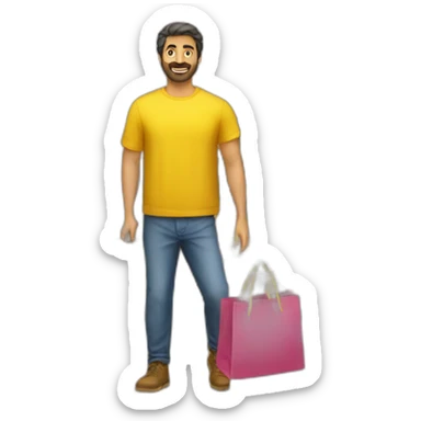 Armenian men doing shopping  in yellow clothes  sticker