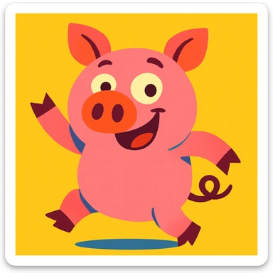 funny piggy, cartoon style, bright colors sticker