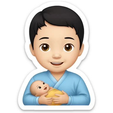 photorealistic Chinese baby with black hair sticker