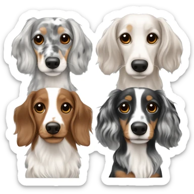 Tri Merle long haired Dachshunds together sticker