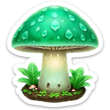 jade glowing magic mushroom with dirt sticker