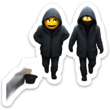 In a dimly lit alley, two suspicious figures were plotting to get away with a daring heist.  sticker