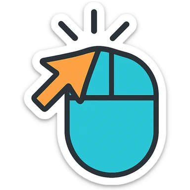 mouse click icon, lineal color icon with black outlines, vibrant and clear sticker