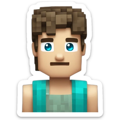 un minecraft garçon avec des cheveux turquoise et un t sirt bleu sticker