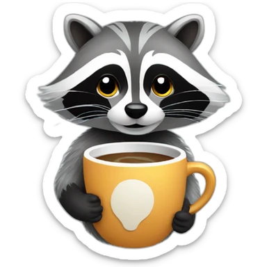 Racoon-drinking-coffee sticker