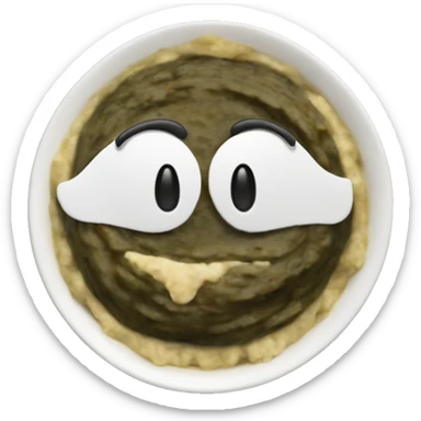 Baba Ghanoush eggplant dip in a circular dish, no face sticker