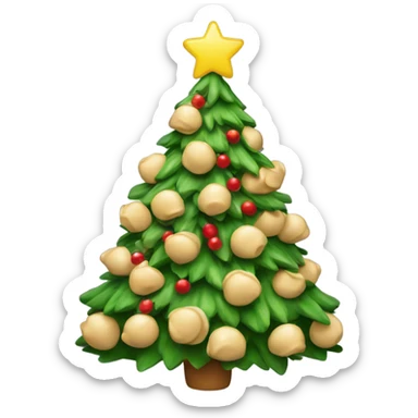A Christmas tree decorated with pelmeni sticker
