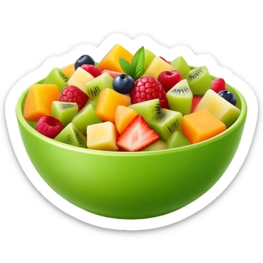 tiny green bowl of Fruit salad front view sticker