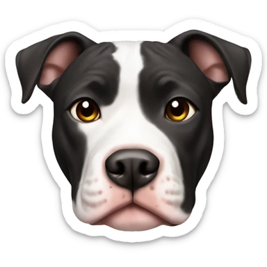 black and white Pit Bull with brown eyes sticker