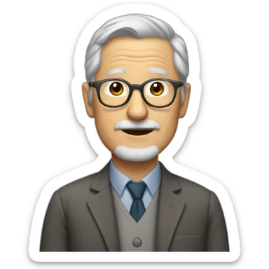 50 years professor with gray hair, glass no beard no mustache sticker