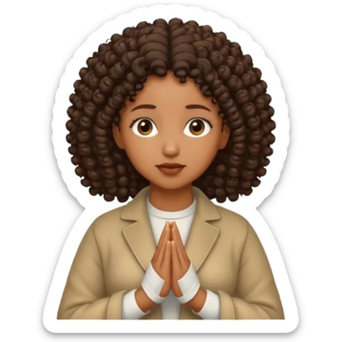 Curly hair Black women praying sticker