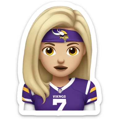 Blonde girl wearing minnesota vikings gear crying sticker