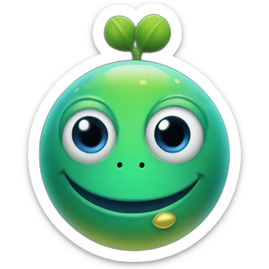 planet Venus with a cartoon smirking frog face sticker