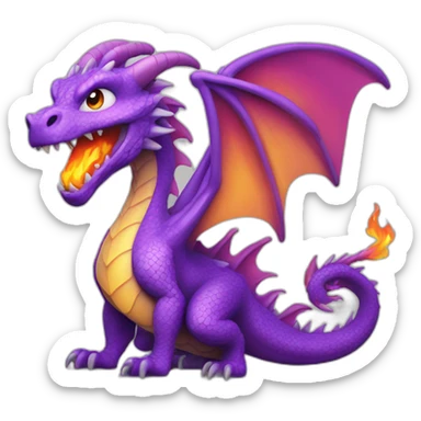 Dragon avec flamme violette sticker